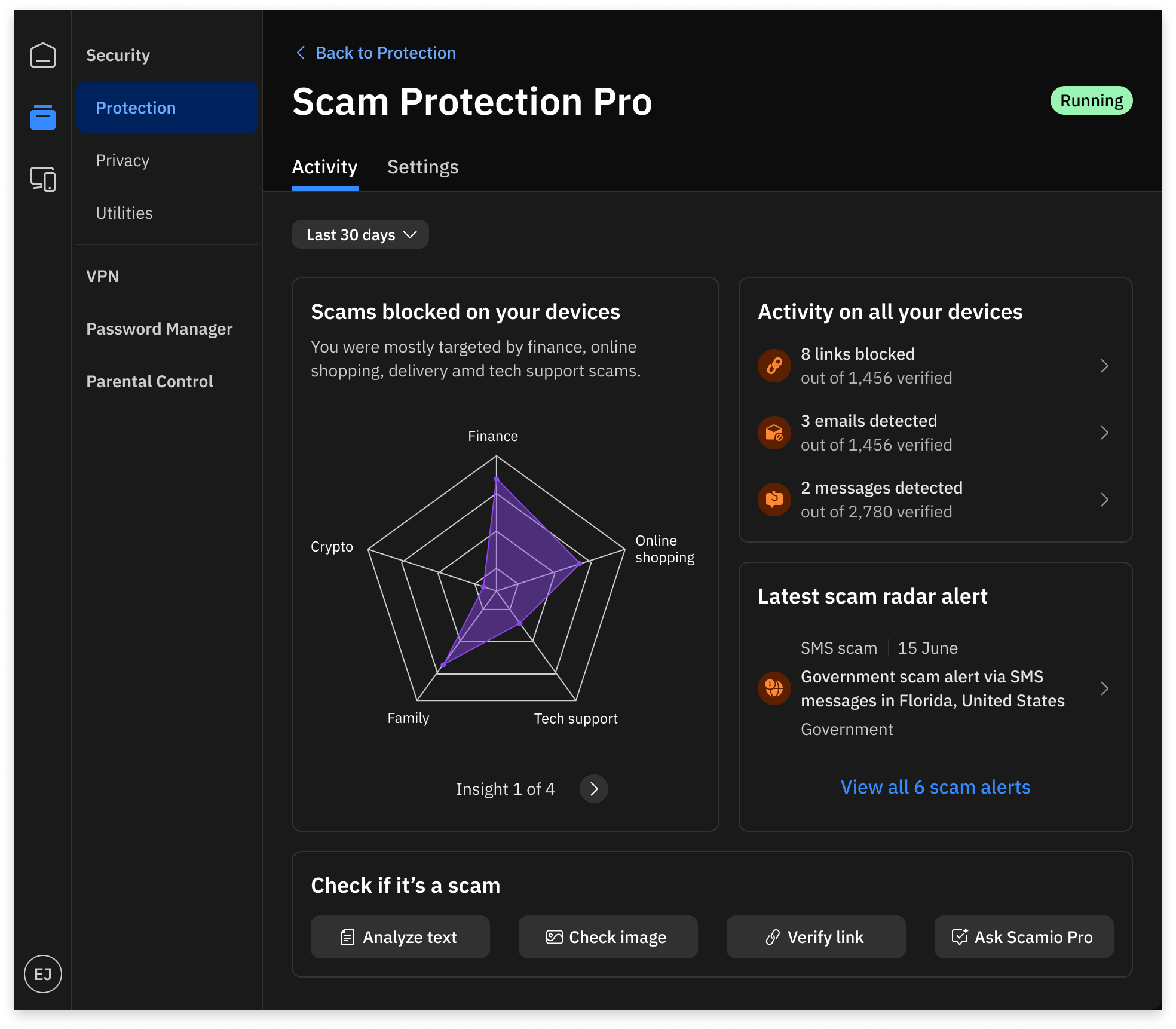 Bitdefender Scam Protection Pro screen